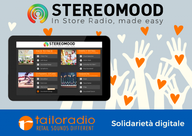 Tailoradio_solidarietà_digitale_stereomood_radio_instore_gratis_negozi_pubblica_utilità