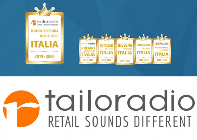 Tailoradio è Gold  Sponsor di “Insegna dell’anno 2019” e del Premio “Miglior Esperienza In Negozio Italia”